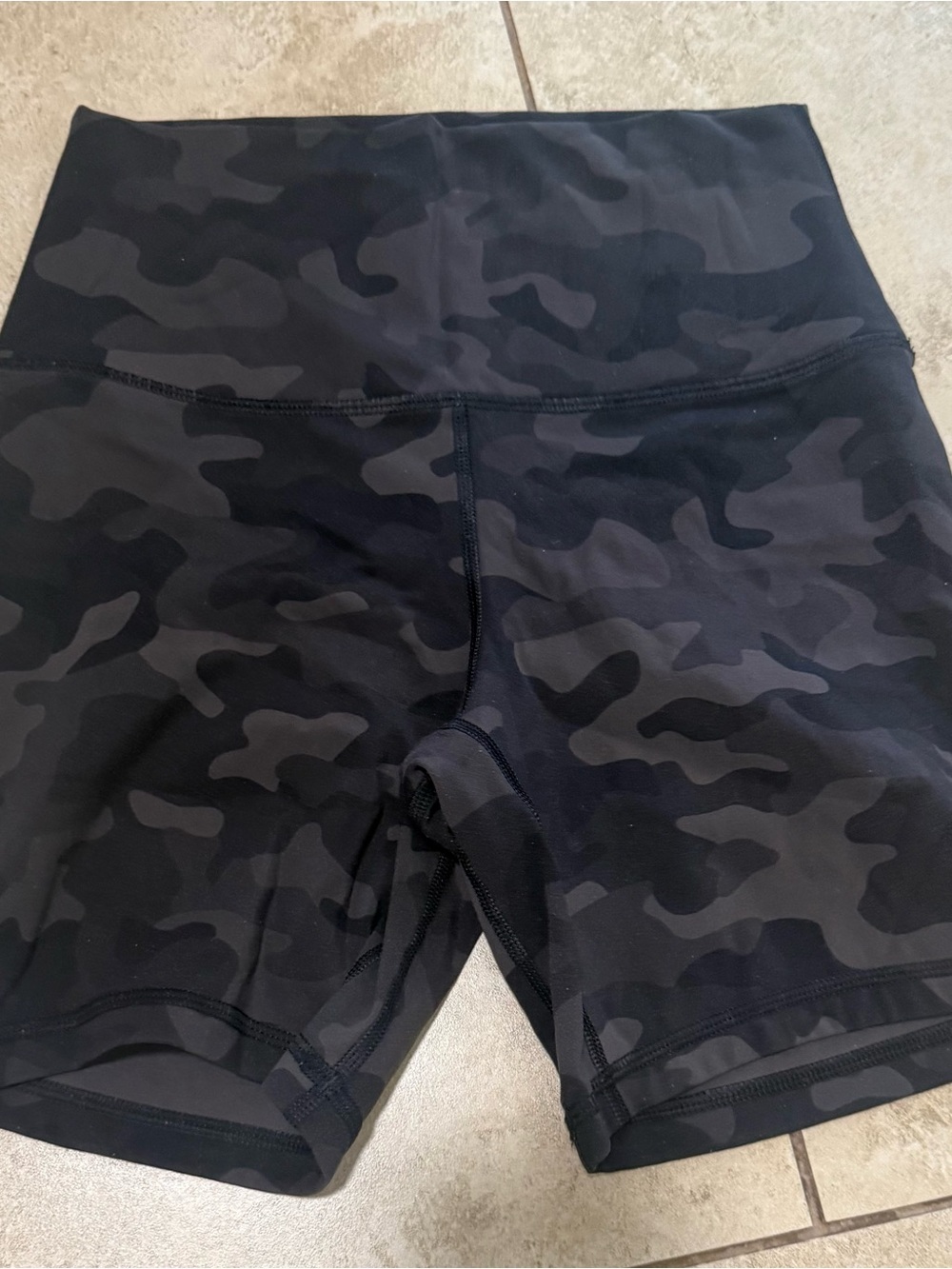 High-Waist Black Camo Performance Bike Shorts